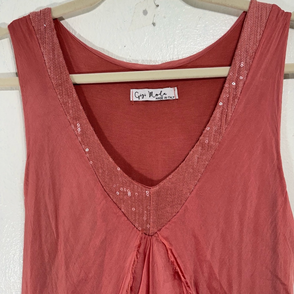 Gigi Moda-Cha-Cha sleeveless orange Gatsby dress with sequins.Made in Italy.M - Picture 9 of 12